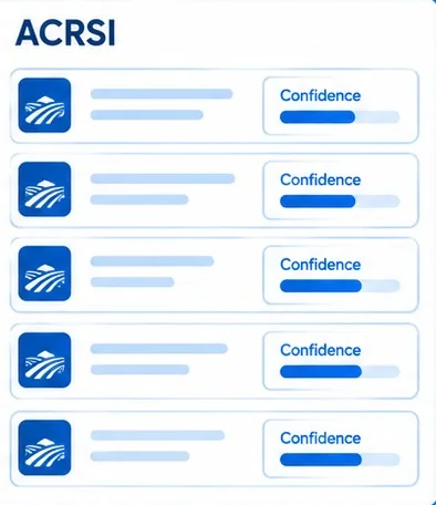Rows checked against ACRSI, each with a confidence score